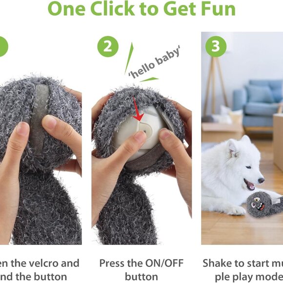 Plush Interactive Dog Ball Toy - Musical, Rechargeable, and Perfect for Playtime - Picture 4 of 7